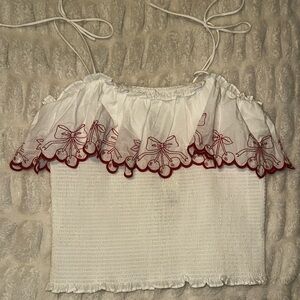 Francesca's Elegant White Ruffle Top